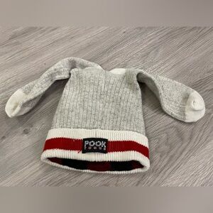 POOK TOQUE Grey and Plaid with cute sock rabbit ears. Adult O/S